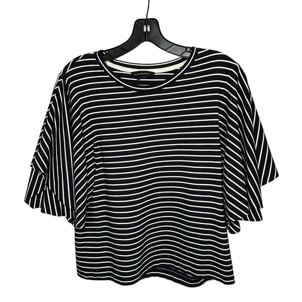 Club Monaco Nautical Summer Striped Full Kimono Sleeve Knit Top Size Small